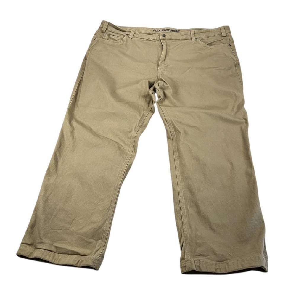 Duluth Trading Flex Fire Hose Pants Mens 46x32 Khaki Relaxed Fit Workwear Canvas - Picture 2 of 8